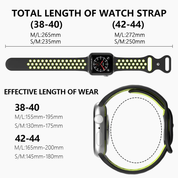Bild 4, ColorPop Sportarmband Dual-Color Apple Watch 42/41/40/38 mm (S/M) Svart/Gul