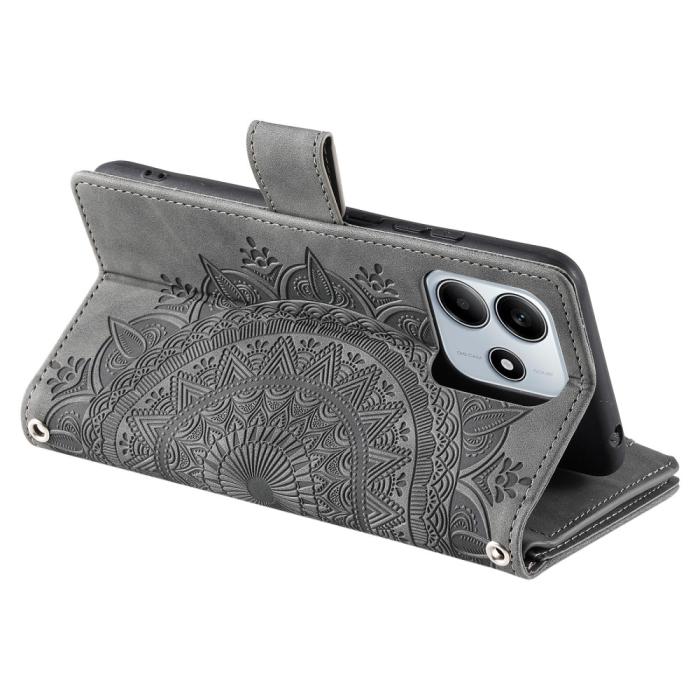 Bild 4,  Xiaomi Redmi Note 14 5G Fodral Mandala Läder Grå