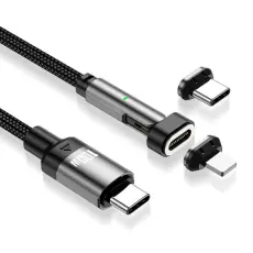 ENKAY ENKAY 1 m 3in1 USB-C - Lightning / USB-C Magnetisk Svart