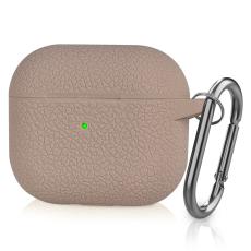  AirPods 3 Skal Silikon Litchi Textur Karbinhake Ljus Rosa