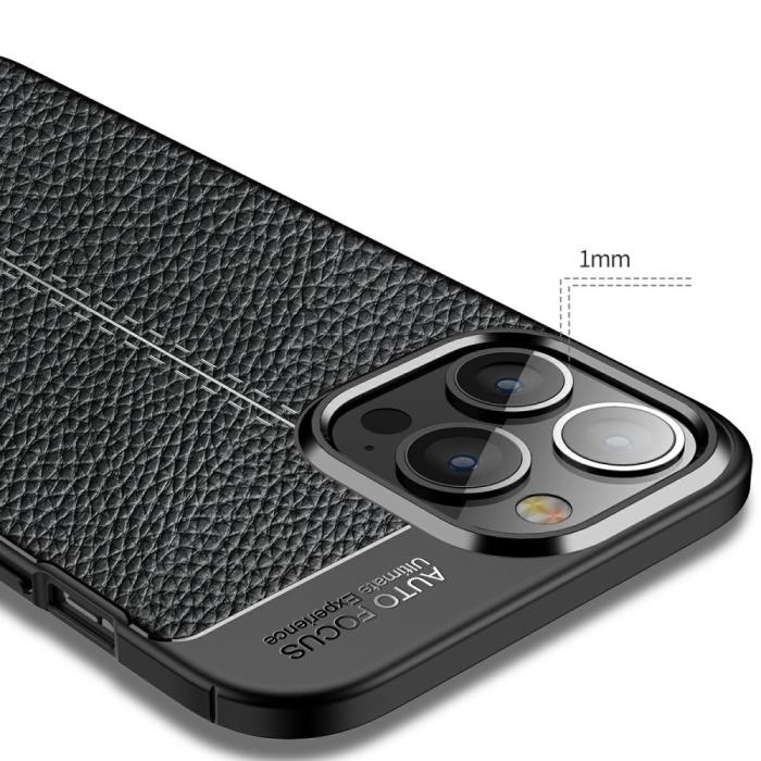 Bild 5,  iPhone 13 Pro Max - Litchi Textur Skal - Svart