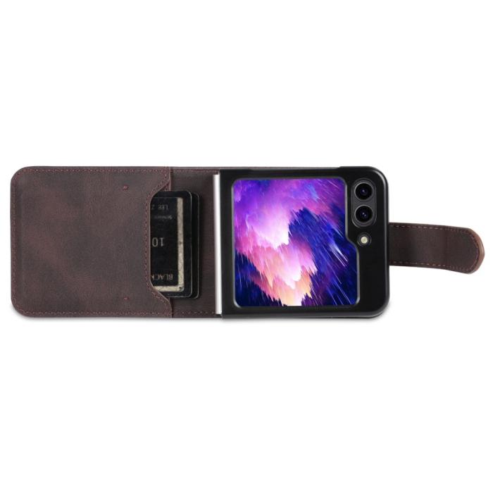 Bild 5, AZNS AZNS Galaxy Z Flip 6 / 7 FE Fodral Läder Brun