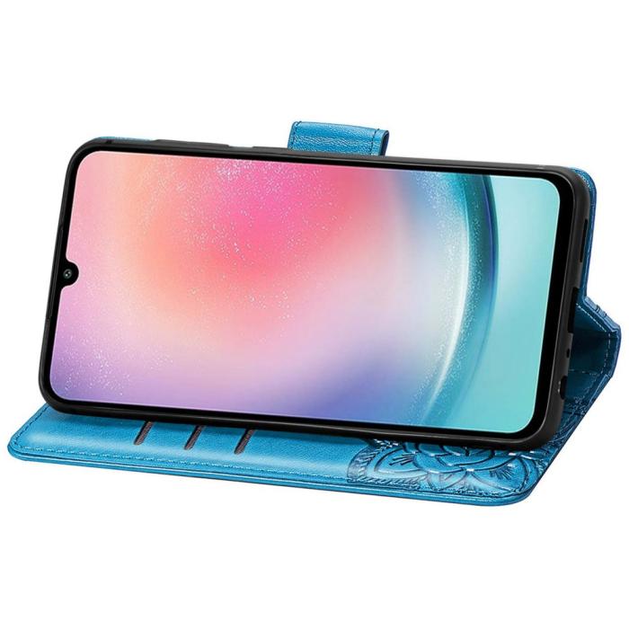 Bild 3,  Samsung Galaxy A25 5G Fodral Läder Big Butterfly Blå
