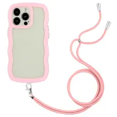  iPhone 16 Pro Max Skal Wavy Hybrid Mobilsn&ouml;re Rosa