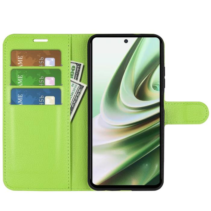 Bild 2,  OnePlus Nord CE 3 Lite 5G Fodral Litchi Läder Grön