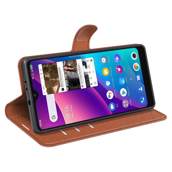 Bild 5,  TCL 305 (2022) Fodral Litchi Läder Brun
