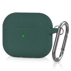  AirPods 3 Skal Silikon Litchi Textur Karbinhake Forest Green