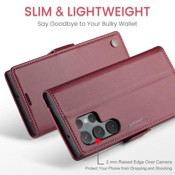 Bild 4, CASEME CASEME Galaxy S24 Ultra Fodral Slim Litchi Läder Röd