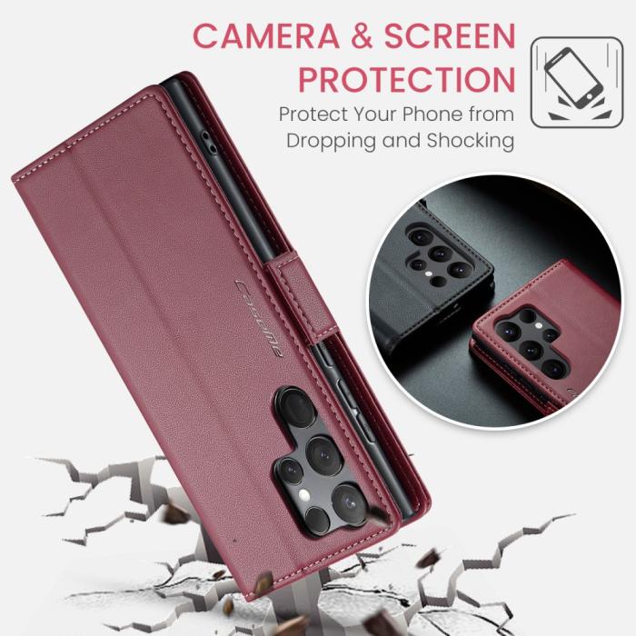 Bild 6, CASEME CASEME Galaxy S24 Ultra Fodral Slim Litchi Läder Röd