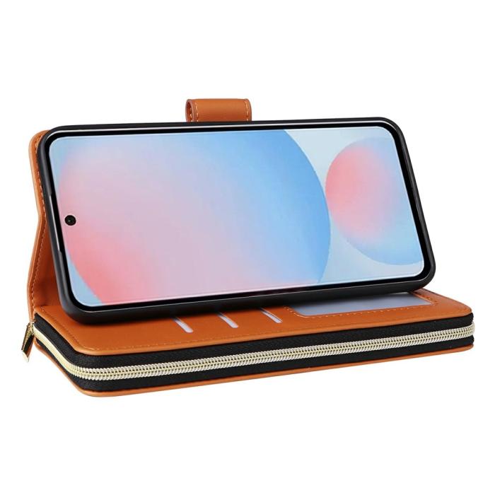 Bild 3,  Samsung Galaxy A27 5G Fodral Läder Multifunktionellt Ljus Brun