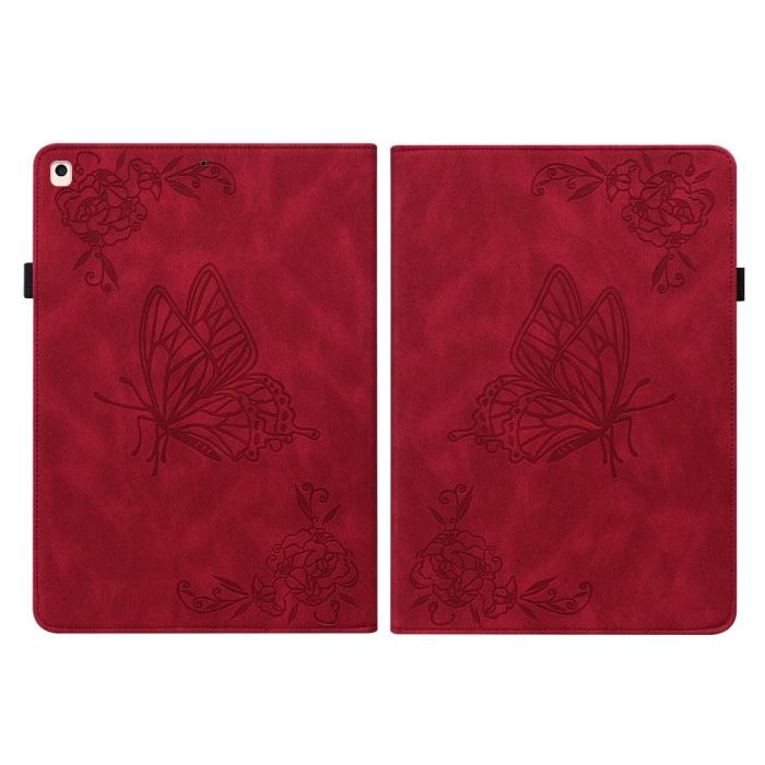 Bild 2,  iPad 10.2 2019/2020/2021 Fodral Butterfly Flower Röd