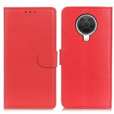  Nokia G10 / G20 Fodral Litchi L&auml;der R&ouml;d