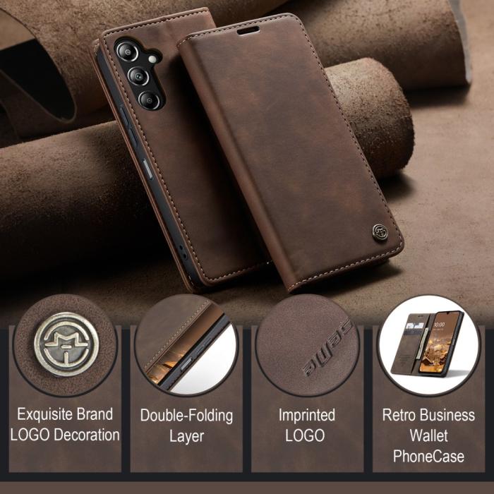 Bild 4, CASEME CASEME Galaxy A16/A26 5G Fodral Flip Retro Läder Brun