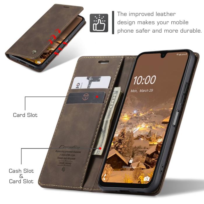 Bild 5, CASEME CASEME Galaxy A16/A26 5G Fodral Flip Retro Läder Brun