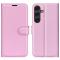  Samsung Galaxy S25 Plus Fodral Litchi Läder Ljus Rosa