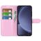 Samsung Galaxy S25 Plus Fodral Litchi Läder Ljus Rosa