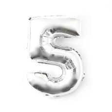  Sifferballong Nummer 5 70 cm Silver