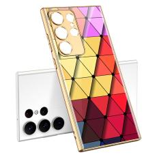 GKK GKK Galaxy S24 Ultra Skal H&auml;rdat Glas Electroplate Rhombus R&ouml;d
