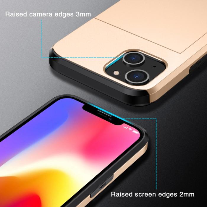 Bild 4,  iPhone 15 Plus Skal Hybrid Med Kortfack Guld