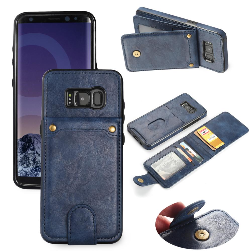  Samsung S8 Plus - Läderskal med korthållare - Svart