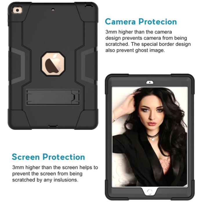 Bild 2,  iPad 10.2 2019/2020/2021 Shockproof Hybrid Skal Med Kickstand Svart