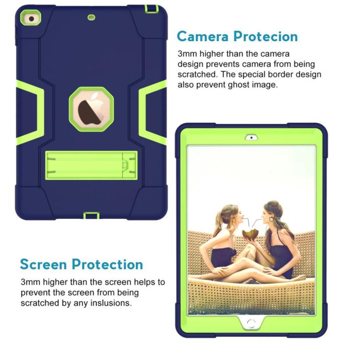 Bild 2,  iPad 10.2 2019/2020/2021 Shockproof Hybrid Skal Med Kickstand Mörk Blå/Grön