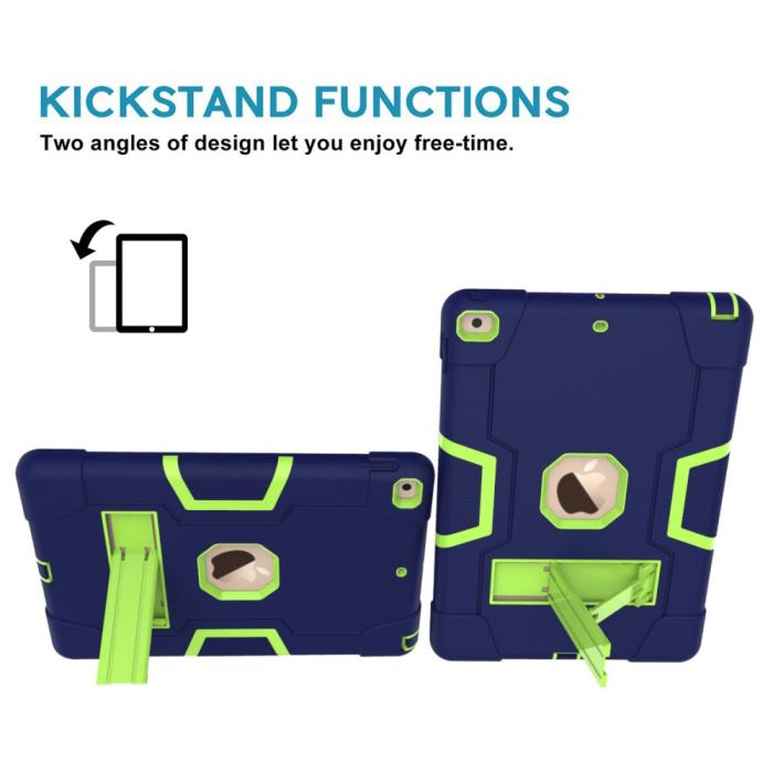 Bild 4,  iPad 10.2 2019/2020/2021 Shockproof Hybrid Skal Med Kickstand Mörk Blå/Grön