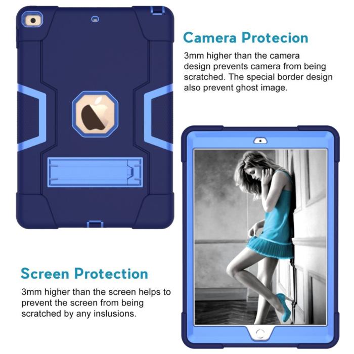 Bild 2,  iPad 10.2 2019/2020/2021 Shockproof Hybrid Skal Med Kickstand Mörk Blå/Blå