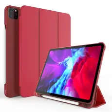  iPad Pro 11 (2018/2020/2021) - Tri-Fold Smart Fodral Pennh&aring;llare - R&ouml;d
