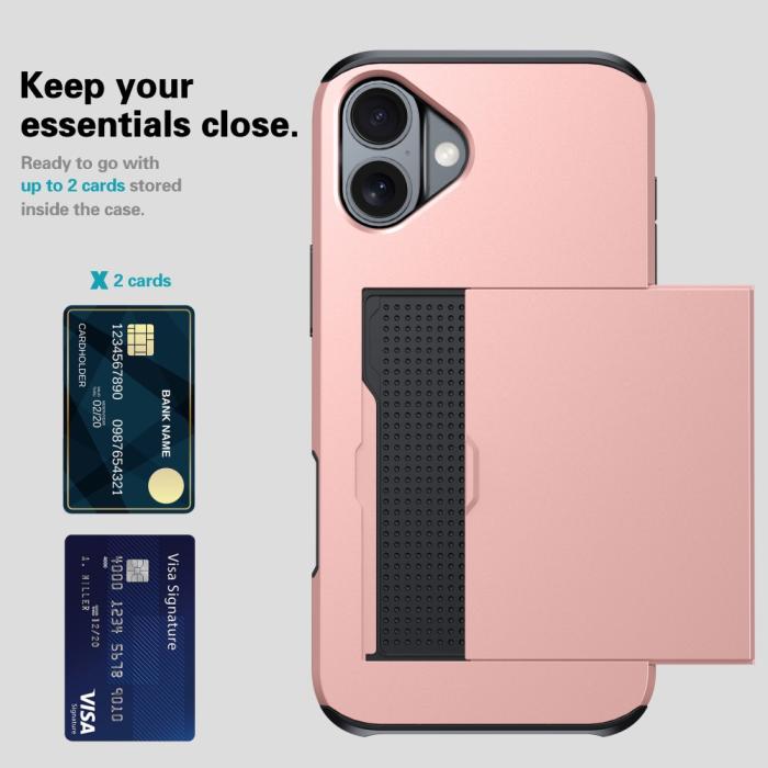 Bild 3,  iPhone 16 Plus Skal Hybrid Med Kortfack Vit