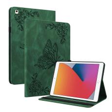  iPad 10.2 2019/2020/2021 Fodral Butterfly Flower Gr&ouml;n