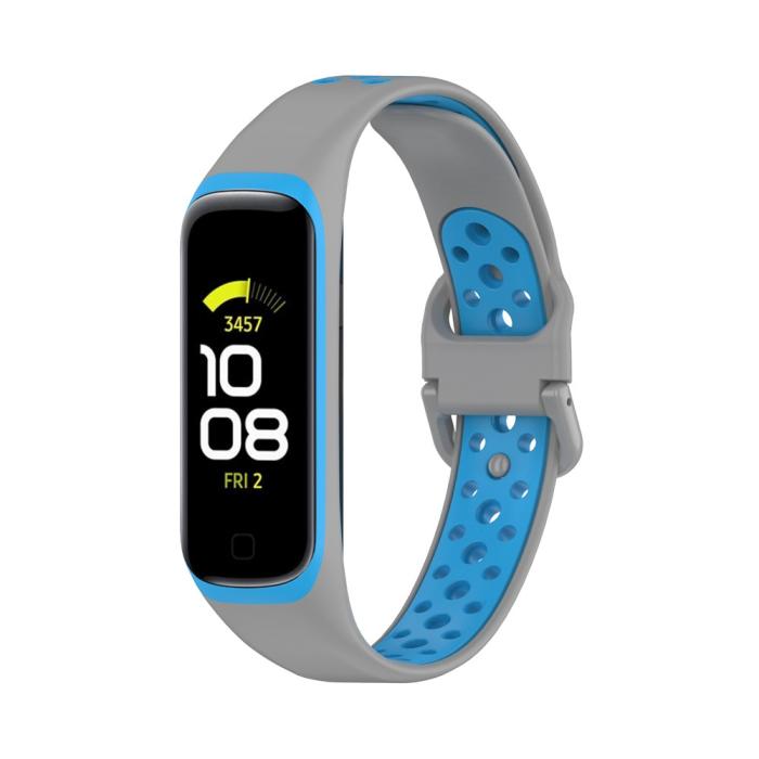 Bild 4,  Samsung Galaxy Fit 2 SM-R220 Armband Ihåligt Silikon Grå/Blå