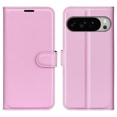  Google Pixel 10 Pro XL Fodral Litchi L&auml;der Ljus Rosa