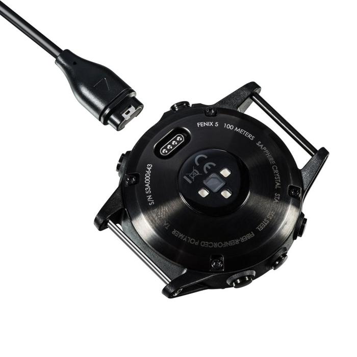 Bild 5,  1 m Garmin Fenix Smartwatch USB-A Laddare Svart