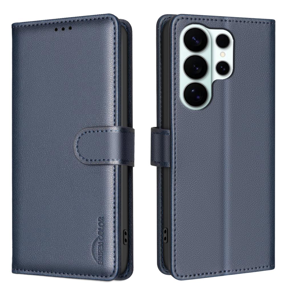 BINFEN BINFEN Samsung Galaxy S26 Ultra Fodral RFID Läder Blå