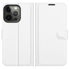  iPhone 13 Pro Max - Litchi Slim L&auml;der Fodral - Vit