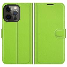  iPhone 13 Pro Max - Litchi Slim L&auml;der Fodral - Gr&ouml;n