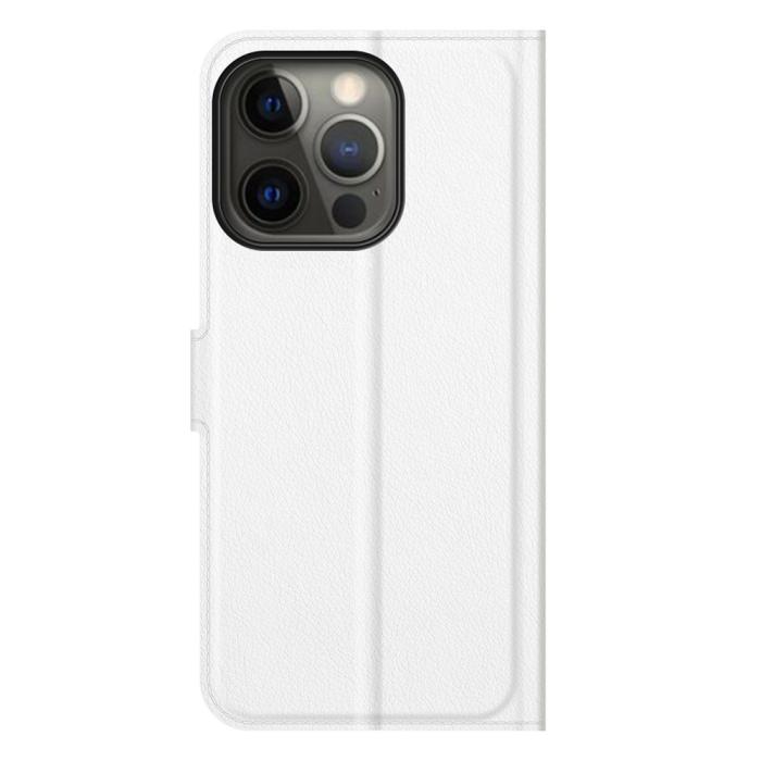 Bild 6,  iPhone 13 Pro Max - Litchi Slim Läder Fodral - Vit