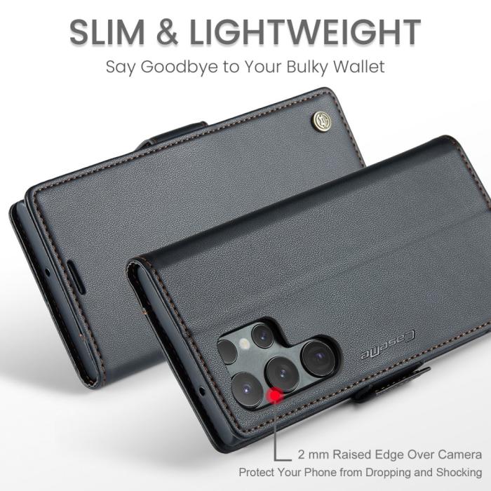 Bild 4, CASEME CASEME Galaxy S24 Ultra Fodral Slim Litchi Läder Svart