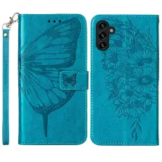  Samsung Galaxy A54 5G Fodral Med Fj&auml;ril Tryck Bl&aring;