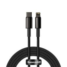 BASEUS Baseus 2m 20W PD USB-C - Lightning Fl&auml;tad Nylon Kabel - Svart