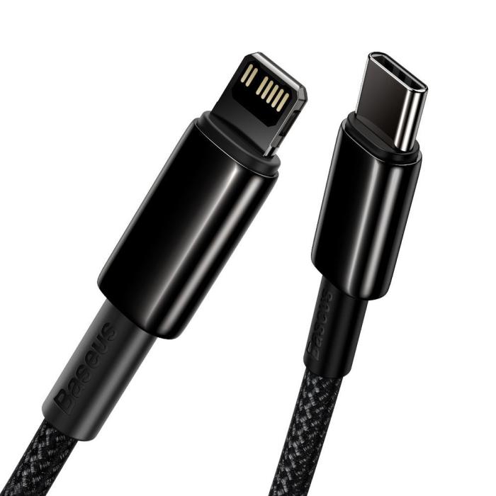 Bild 2, BASEUS Baseus 2m 20W PD USB-C - Lightning Flätad Nylon Kabel - Svart