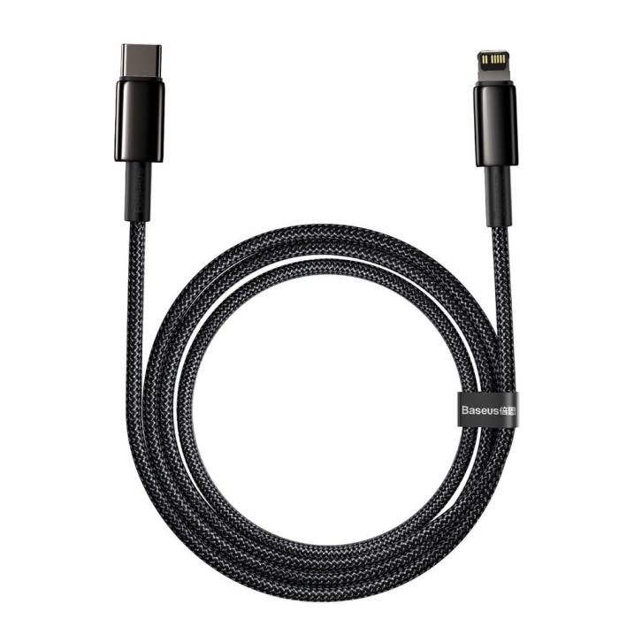 Bild 3, BASEUS Baseus 2m 20W PD USB-C - Lightning Flätad Nylon Kabel - Svart