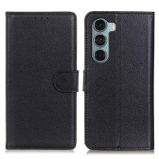  Motorola Moto G200 Fodral Litchi L&auml;der Svart