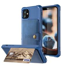  iPhone 12 / 12 Pro - Skal Med Magnetiskt Pl&aring;nbok - Bl&aring;