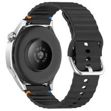  Klockarmband 22 mm Silikon Wave Design Svart