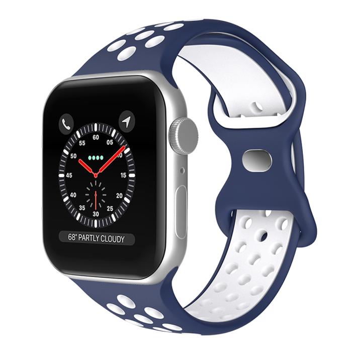 Bild 2, ColorPop Sportarmband Dual-Color Apple Watch 42/41/40/38 mm (S/M) Blå/Vit