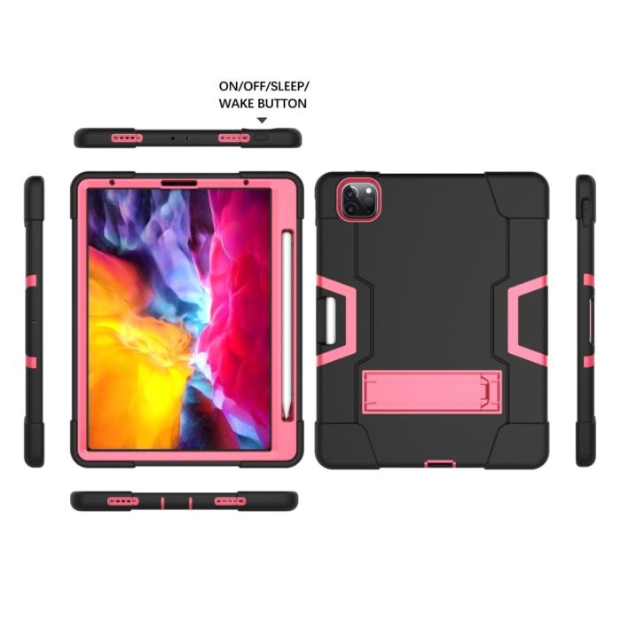 Bild 3,  iPad Pro 12.9 (2020/2021) - Shockproof Skal Med Kickstand - Svart/Rosa