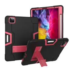  iPad Pro 12.9 (2020/2021) - Shockproof Skal Med Kickstand - Svart/Rosa