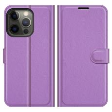  iPhone 13 Pro Max - Litchi Slim L&auml;der Fodral - Lila